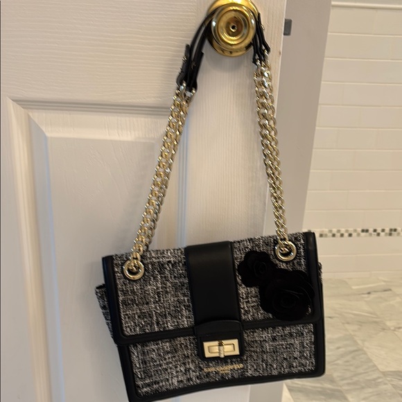 Karl Lagerfeld Chic Black and Gray Tweed Bag - Picture 1 of 3